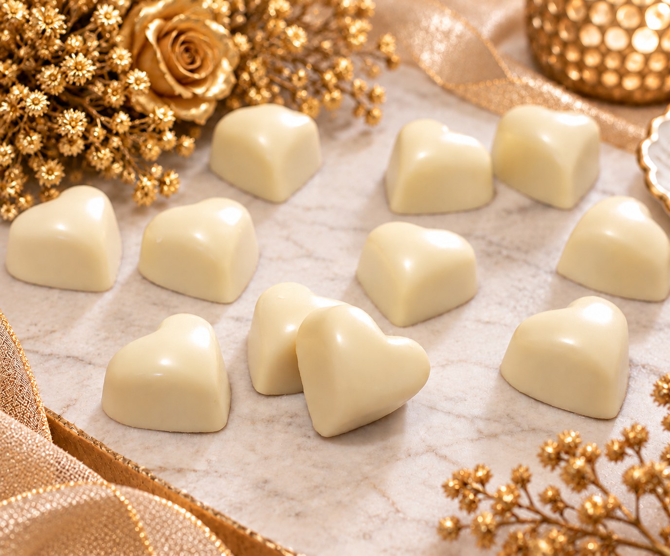 Heart-shaped white chocolate
