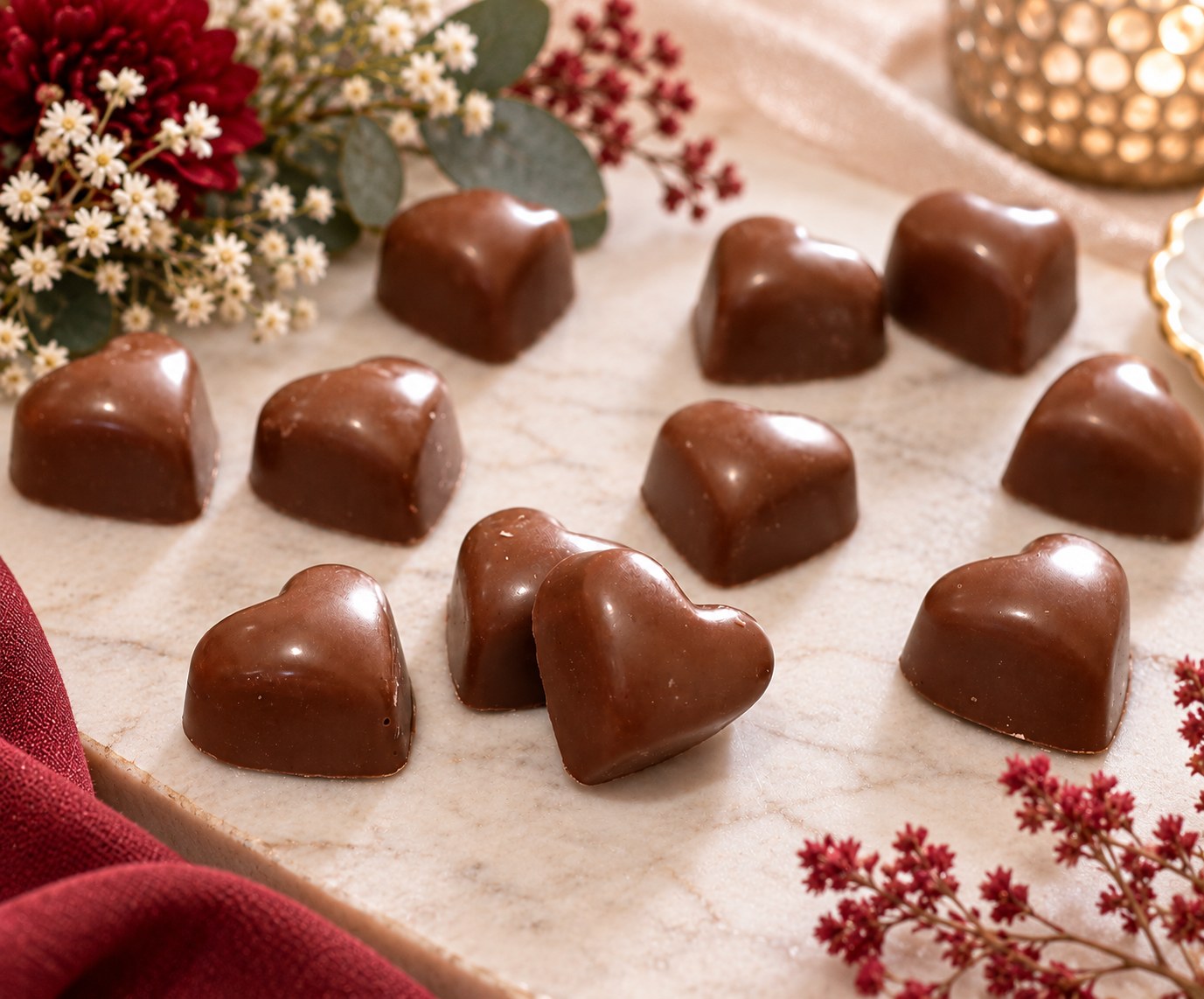 Heart-shaped milk chocolate